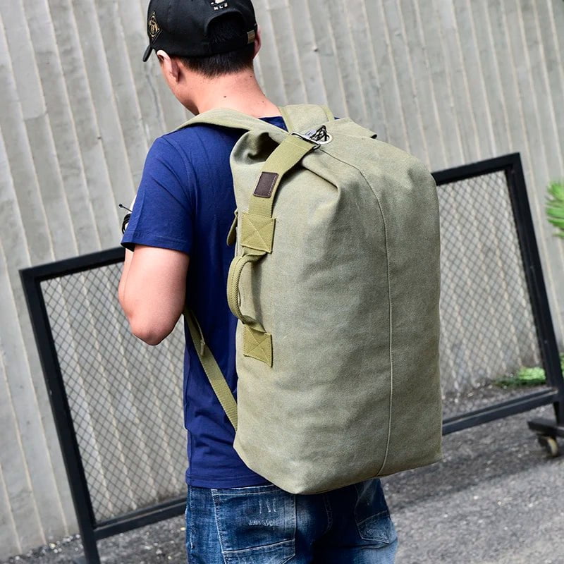 Storazone Man Travel Backpack Large Capacity Mountaineering Hand Bag High Quality Canvas Bucket Shoulder Bags Men Backpacks