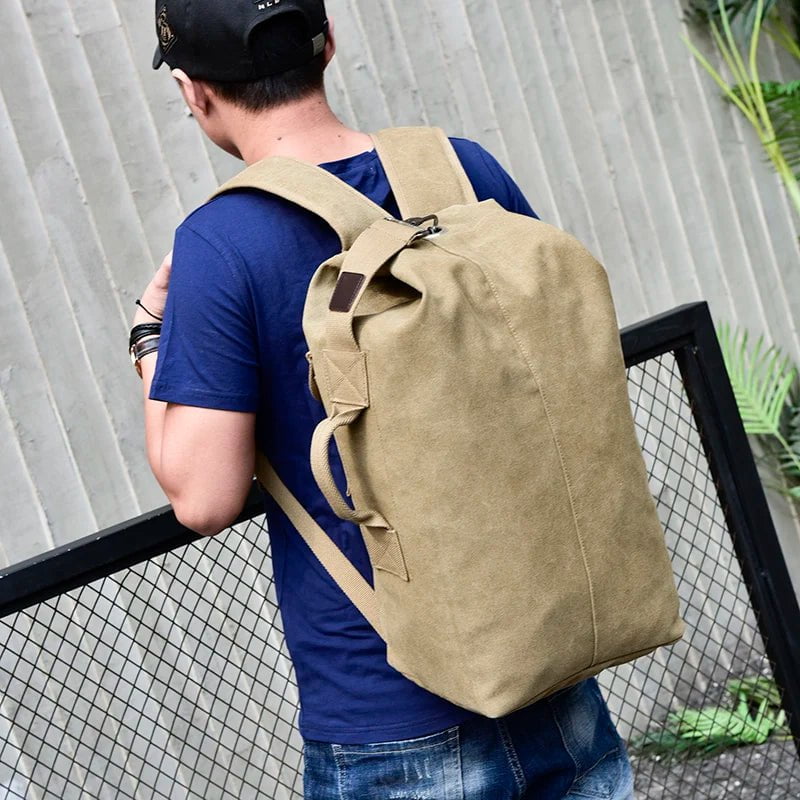 Storazone Man Travel Backpack Large Capacity Mountaineering Hand Bag High Quality Canvas Bucket Shoulder Bags Men Backpacks