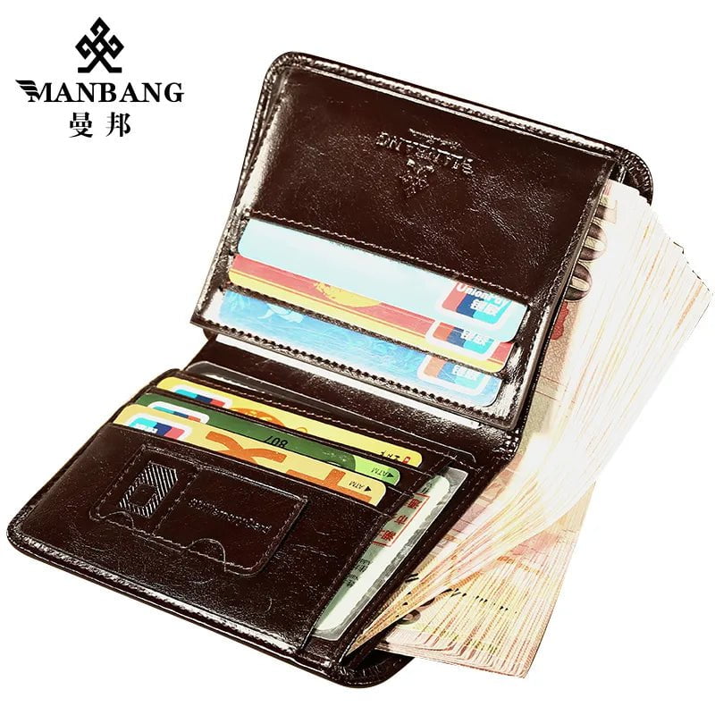 Storazone ManBang Classic Style Wallet Genuine Leather Men Wallets Short Male Purse Card Holder Wallet Men Fashion High Quality