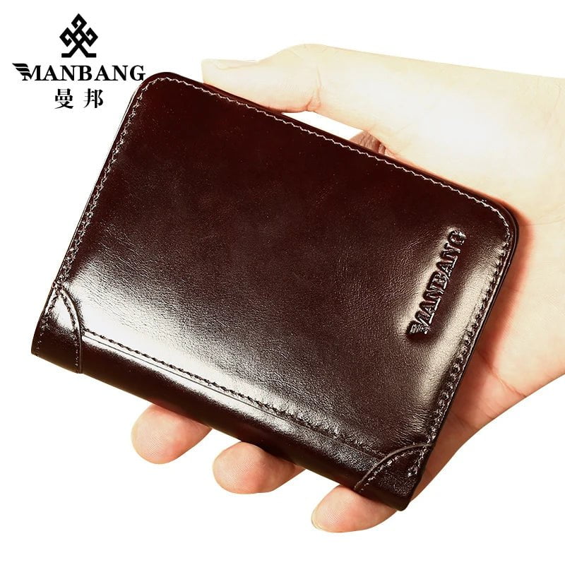 Storazone ManBang Classic Style Wallet Genuine Leather Men Wallets Short Male Purse Card Holder Wallet Men Fashion High Quality