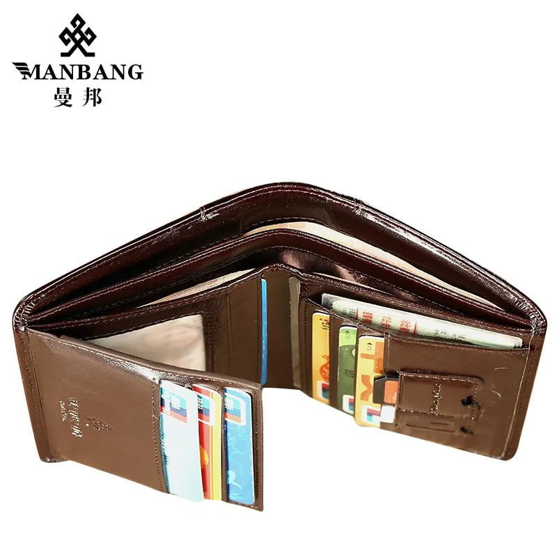 Storazone ManBang Classic Style Wallet Genuine Leather Men Wallets Short Male Purse Card Holder Wallet Men Fashion High Quality