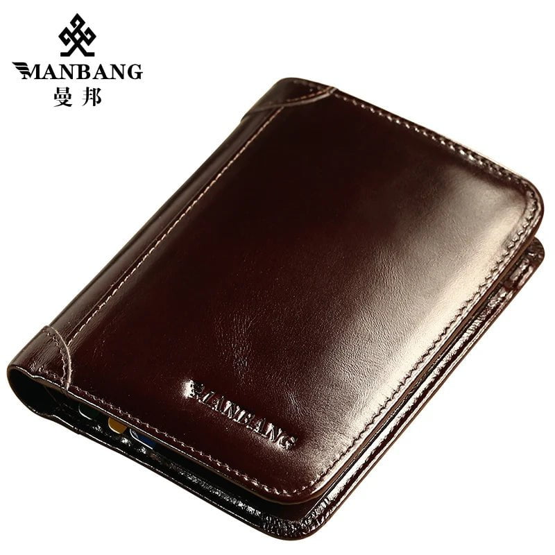 Storazone ManBang Classic Style Wallet Genuine Leather Men Wallets Short Male Purse Card Holder Wallet Men Fashion High Quality