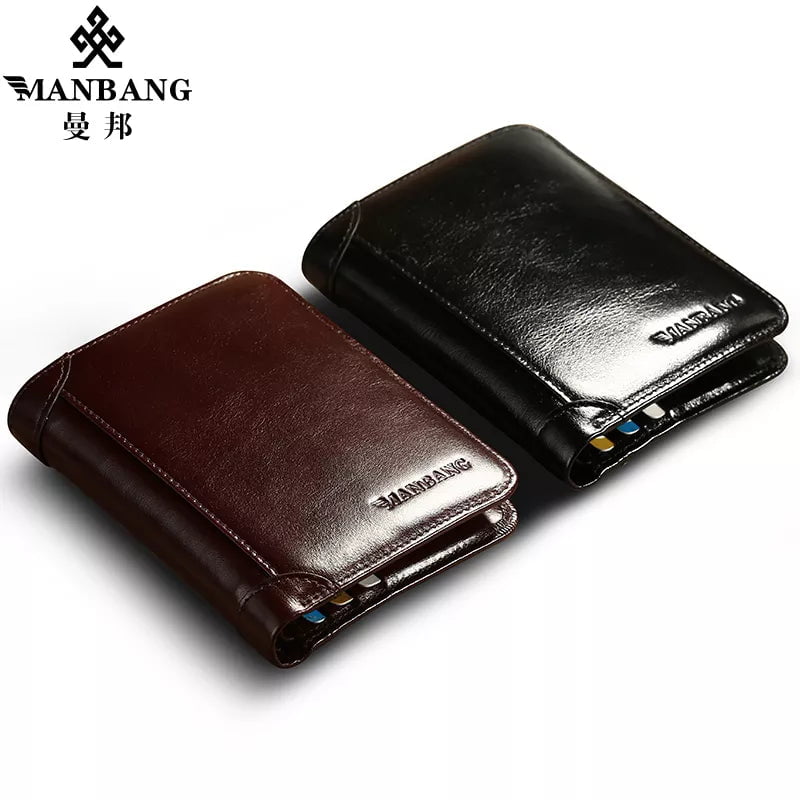 Storazone ManBang Classic Style Wallet Genuine Leather Men Wallets Short Male Purse Card Holder Wallet Men Fashion High Quality