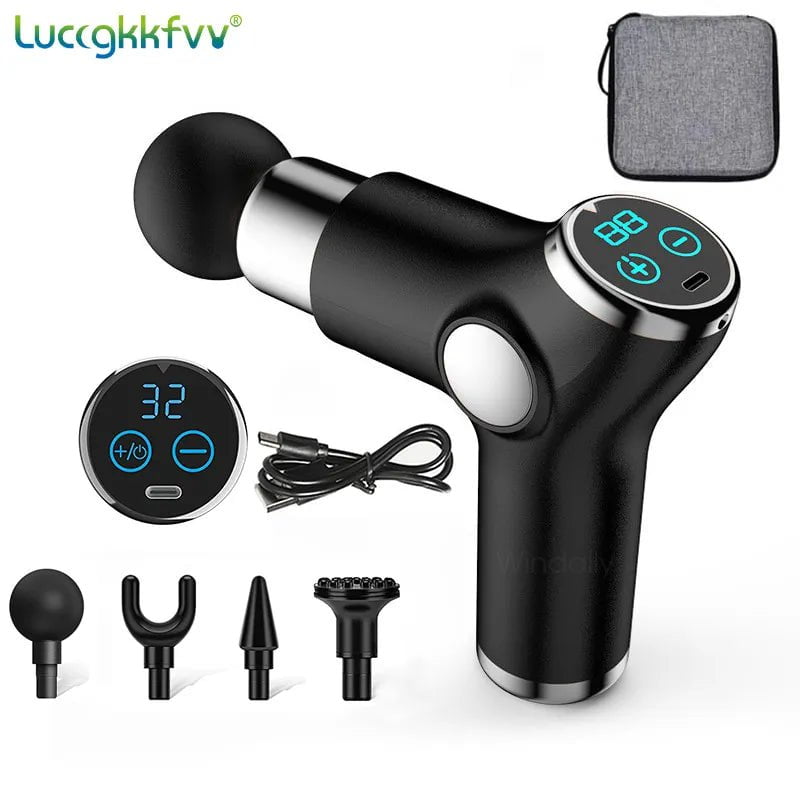 Storazone Massager Grey Bag / CHINA / Type C Charge Massage Gun 32 Speed Deep Tissue Percussion Muscle Massager Fascial Gun For Pain Relief Body And Neck Vibrator Fitness