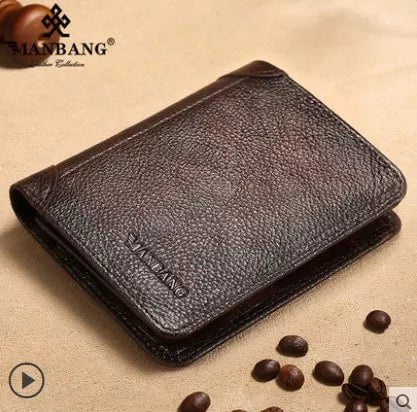 Storazone MBQ00877BF Manbang Men's Wallets RFID Genuine Leather Trifold Wallets For Men with ID Window and Credit Card Holder