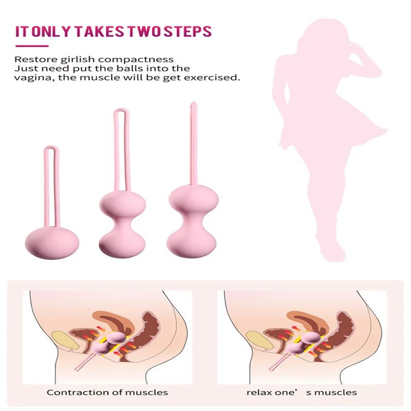 Storazone Medical Silicone Kegel Balls Exercise Tightening Device Balls Safe Ben Wa Ball for Women Vaginal massager Adult toy No Vibrator