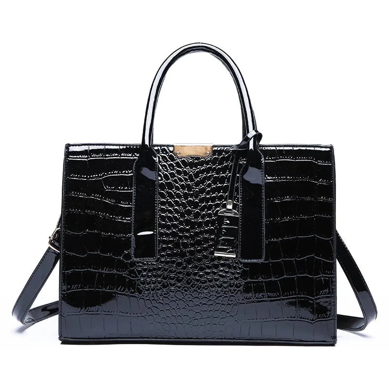 Storazone (Medium (longest side 30-50cm)) / Black Crocodile Print Women Handbags Purse Tote Bags Adjustable Strap Top Handle Bag Large Capacity Crossbody Bags Work Travel Gift