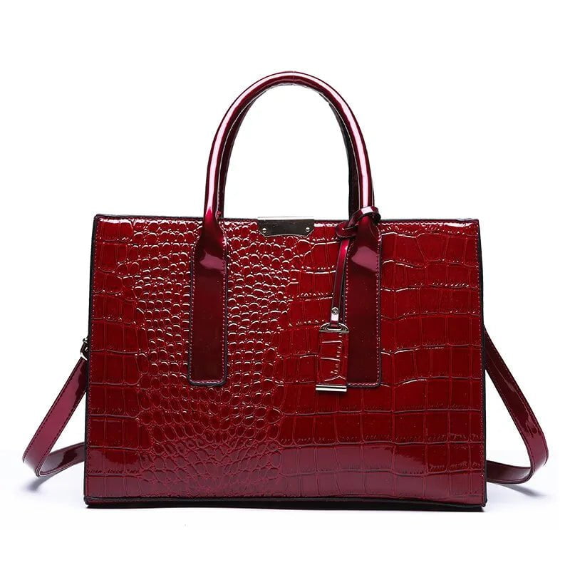 Storazone (Medium (longest side 30-50cm)) / Wine Red Crocodile Print Women Handbags Purse Tote Bags Adjustable Strap Top Handle Bag Large Capacity Crossbody Bags Work Travel Gift