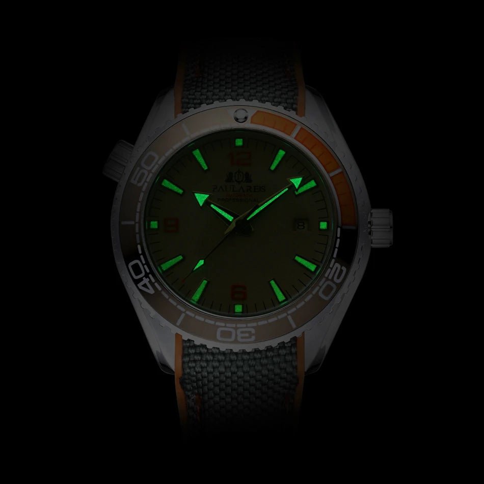 Storazone Men Automatic Self Wind Mechanical Canvas Rubber Strap Orange Blue Red Luxury Watch