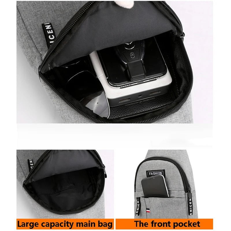 Storazone Men Fashion Multifunction Shoulder Bag Crossbody Bag On Shoulder Travel Sling Bag Pack Messenger Pack Chest Bag For Male