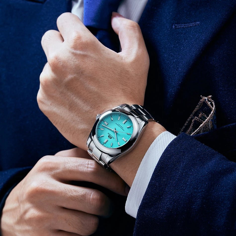 Storazone Men New Automatic Self Wind Mechanical Stainless Steel Luxury Red Yellow Sky Blue Green Colorful Rainbow Dial 41mm Fashion Watch