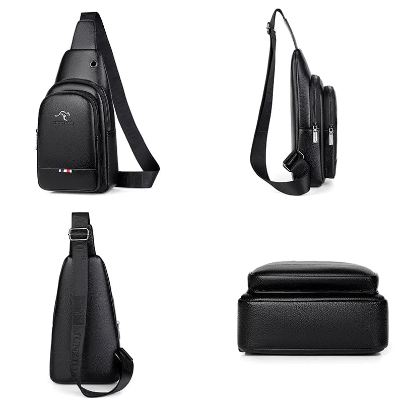 Storazone Men's Chest Pack Crossbody Bag Luxury Design Durable PU Leather Handbag Chest Bag Vintage Leisure Men's Handbag Shoulder Bag