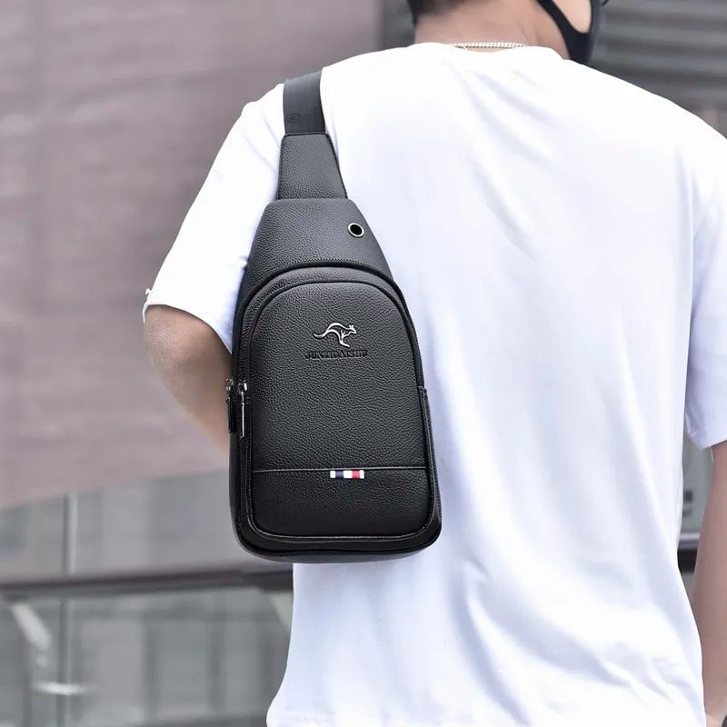 Storazone Men's Chest Pack Crossbody Bag Luxury Design Durable PU Leather Handbag Chest Bag Vintage Leisure Men's Handbag Shoulder Bag
