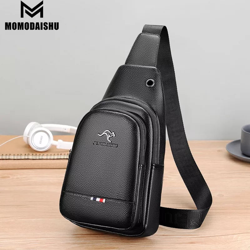 Storazone Men's Chest Pack Crossbody Bag Luxury Design Durable PU Leather Handbag Chest Bag Vintage Leisure Men's Handbag Shoulder Bag