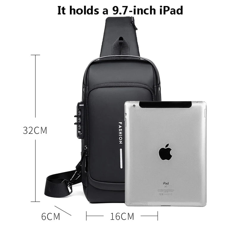 Storazone Men's Multifunction Anti-theft USB Shoulder Bag Man Crossbody Cross body Travel Sling Chest Bags Pack Messenger Pack For Male