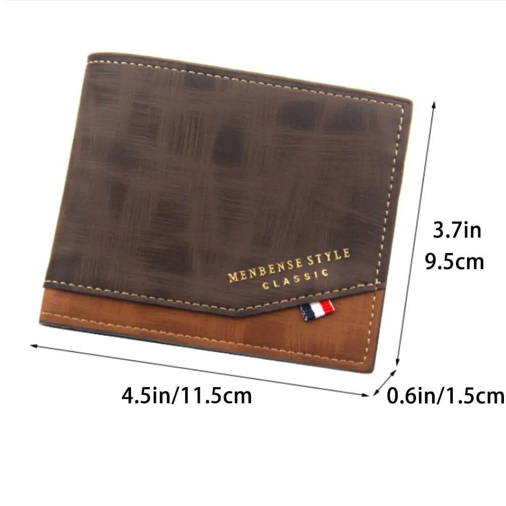 Storazone Men's Short Frosted Large Capacity Leather Wallet,Multi-Slot Coin Pocket Photo Holder Small Men's Wallet,Vintage Wallet for Male
