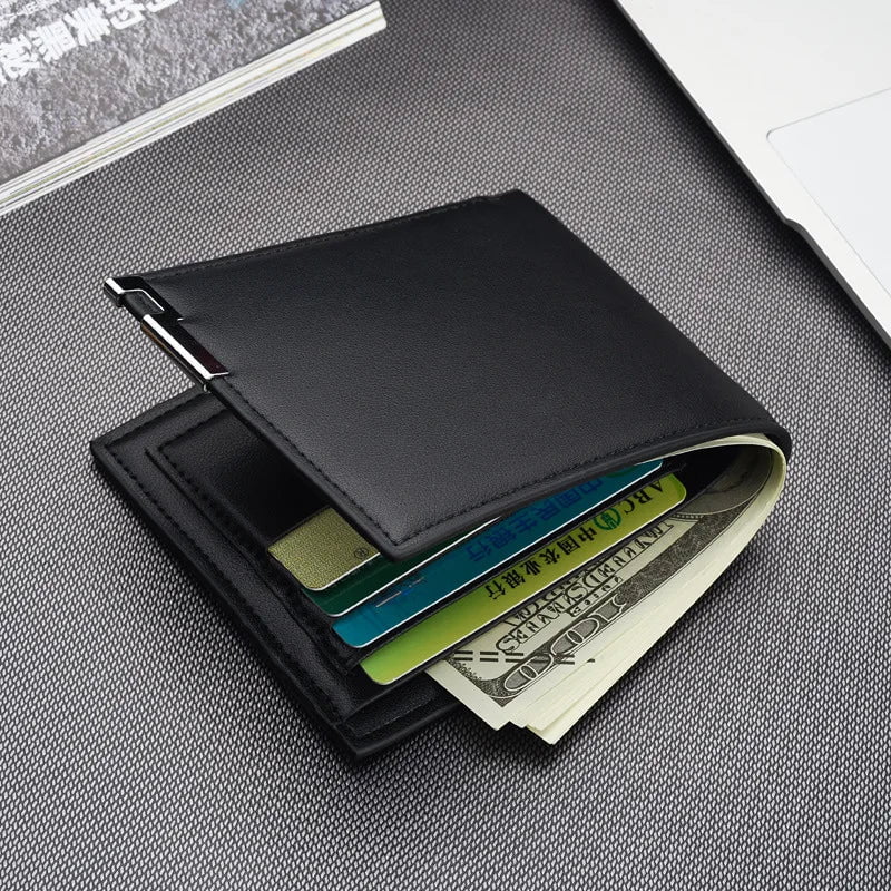 Storazone Men's Short Wallet Iron Edge Korean Young Male Horizontal Wallet Fashion Card Holder Large Capacity Card Cash Storage Pouch