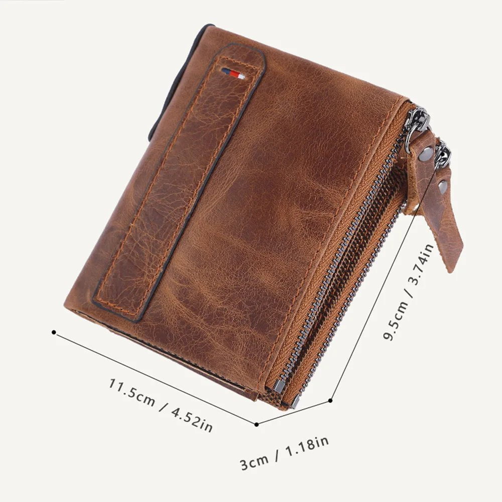 Storazone Men Wallets 100% Genuine Cow Leather Short Card Holder Leather Men Purse High Quality Luxury Brand Male Wallet