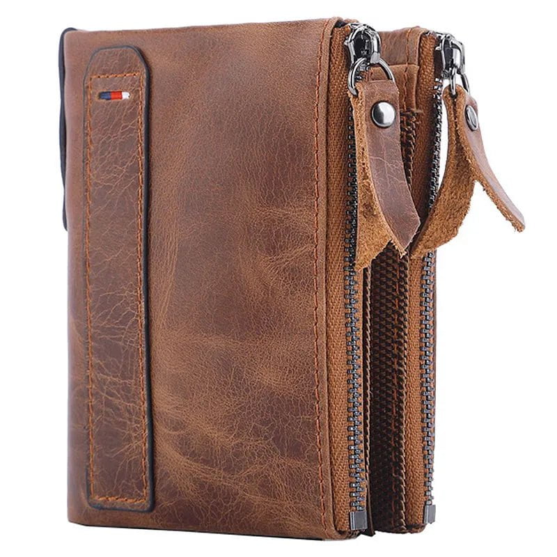 Storazone Men Wallets 100% Genuine Cow Leather Short Card Holder Leather Men Purse High Quality Luxury Brand Male Wallet