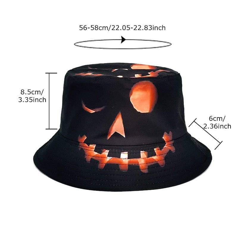 STORAZONE Mens Collections 1 Style / M Halloween Hats Creative Cartoon Pumpkin Grimace Printed Sun-shade Fisherman Hat