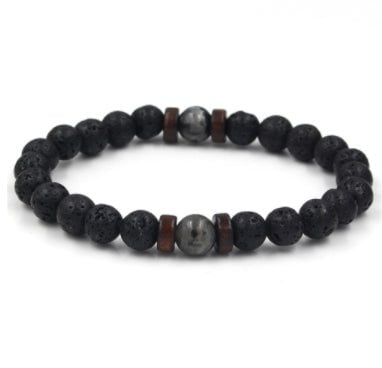 STORAZONE Mens Collections B 2pcs Personality Men's Black Volcanic Stone Bracelet