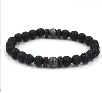 STORAZONE Mens Collections B 3pcs Personality Men's Black Volcanic Stone Bracelet