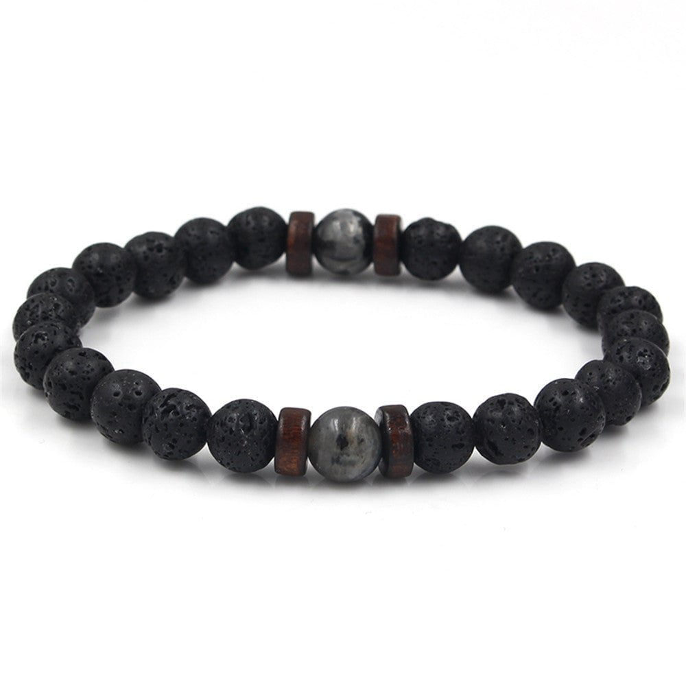 STORAZONE Mens Collections B Personality Men's Black Volcanic Stone Bracelet