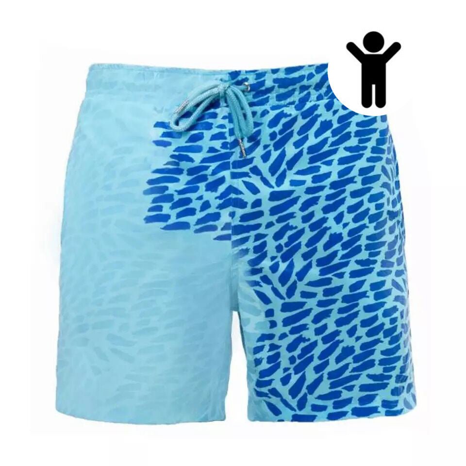 STORAZONE Mens Collections Blue child / XL Magical Change Color Beach Shorts Summer Men Swimming Trunks Swimwear Swimsuit Quick Dry bathing shorts Beach Pant