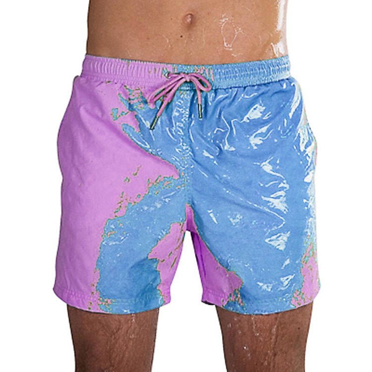 STORAZONE Mens Collections Blue purple / 2XL Magical Change Color Beach Shorts Summer Men Swimming Trunks Swimwear Swimsuit Quick Dry bathing shorts Beach Pant