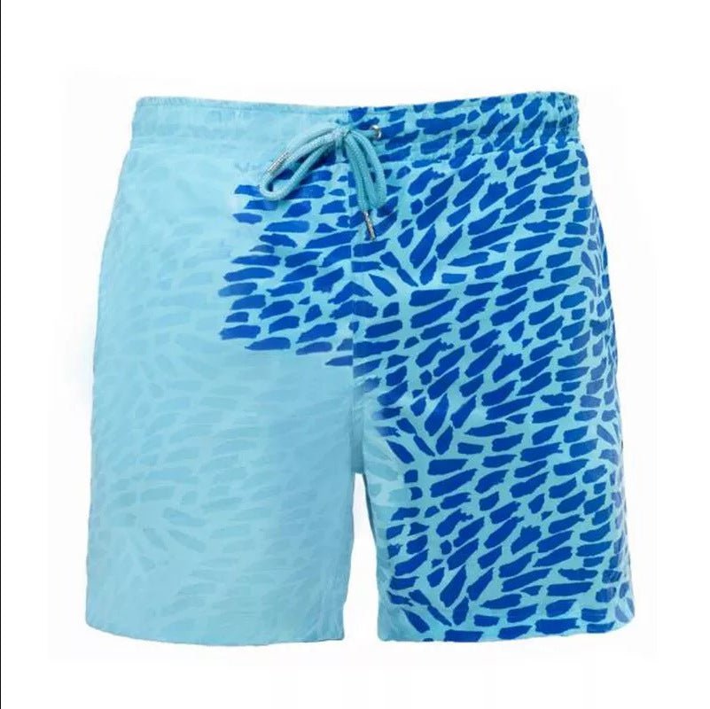 STORAZONE Mens Collections Blue wave point / L Magical Change Color Beach Shorts Summer Men Swimming Trunks Swimwear Swimsuit Quick Dry bathing shorts Beach Pant