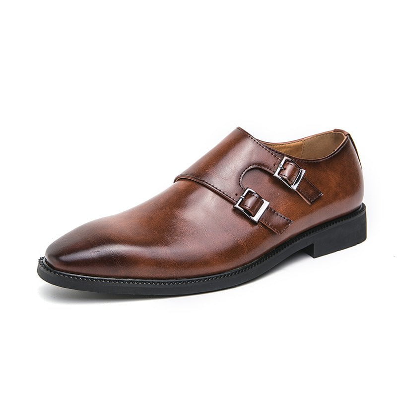 STORAZONE Mens Collections Brown / 38 Business Formal Wear Leather Shoes Men's Casual Three Joint Pumps Mengke Buckle Office Wedding Shoes