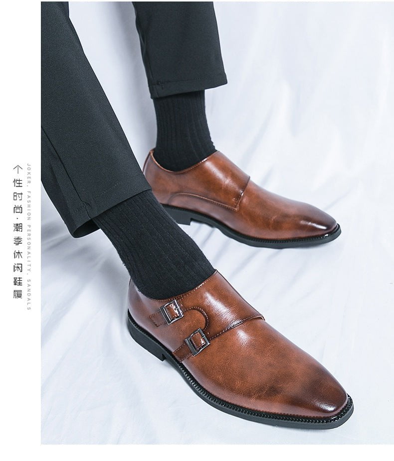 STORAZONE Mens Collections Business Formal Wear Leather Shoes Men's Casual Three Joint Pumps Mengke Buckle Office Wedding Shoes