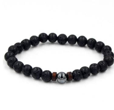 STORAZONE Mens Collections C 2pcs Personality Men's Black Volcanic Stone Bracelet