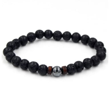 STORAZONE Mens Collections C 3 pcs Personality Men's Black Volcanic Stone Bracelet