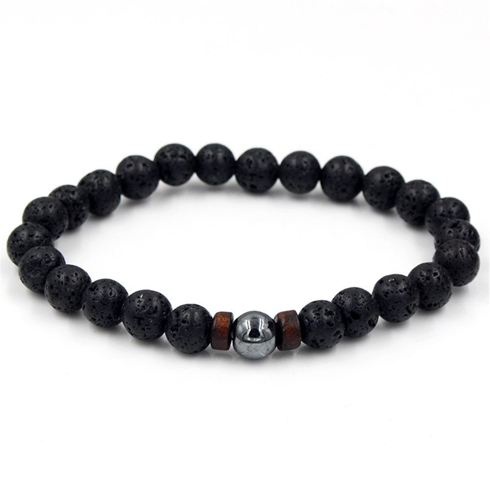 STORAZONE Mens Collections C Personality Men's Black Volcanic Stone Bracelet