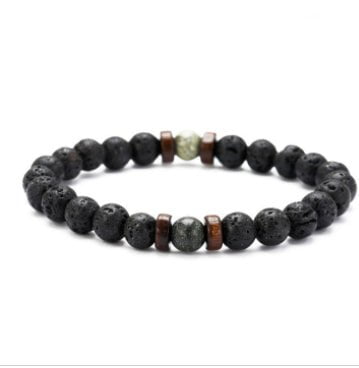 STORAZONE Mens Collections D 2pcs Personality Men's Black Volcanic Stone Bracelet