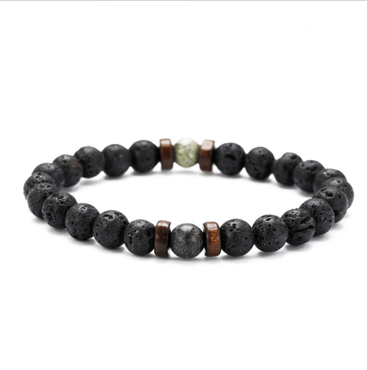 STORAZONE Mens Collections D Personality Men's Black Volcanic Stone Bracelet