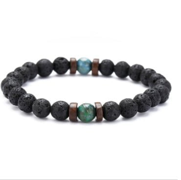 STORAZONE Mens Collections E 2pcs Personality Men's Black Volcanic Stone Bracelet