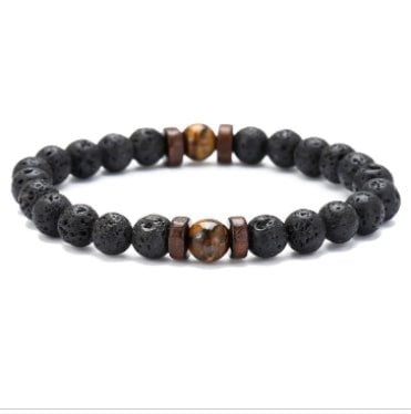 STORAZONE Mens Collections F 2pcs Personality Men's Black Volcanic Stone Bracelet