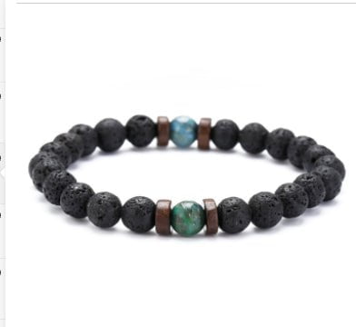 STORAZONE Mens Collections F 3pcs Personality Men's Black Volcanic Stone Bracelet