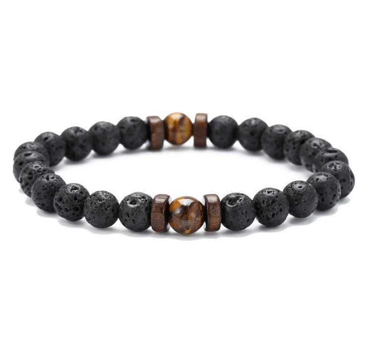 STORAZONE Mens Collections F Personality Men's Black Volcanic Stone Bracelet