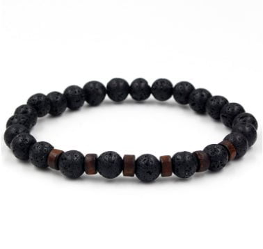 STORAZONE Mens Collections G 2pcs Personality Men's Black Volcanic Stone Bracelet