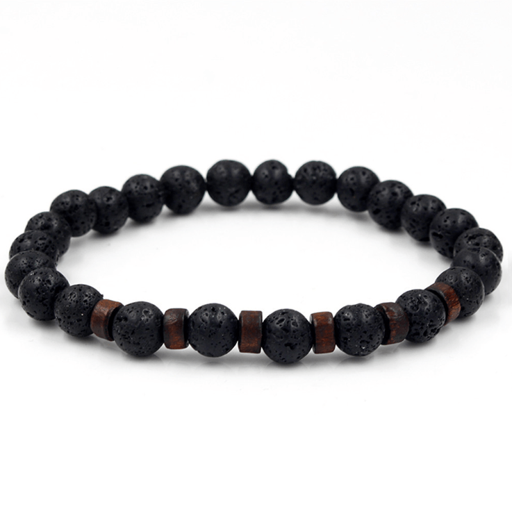 STORAZONE Mens Collections G Personality Men's Black Volcanic Stone Bracelet