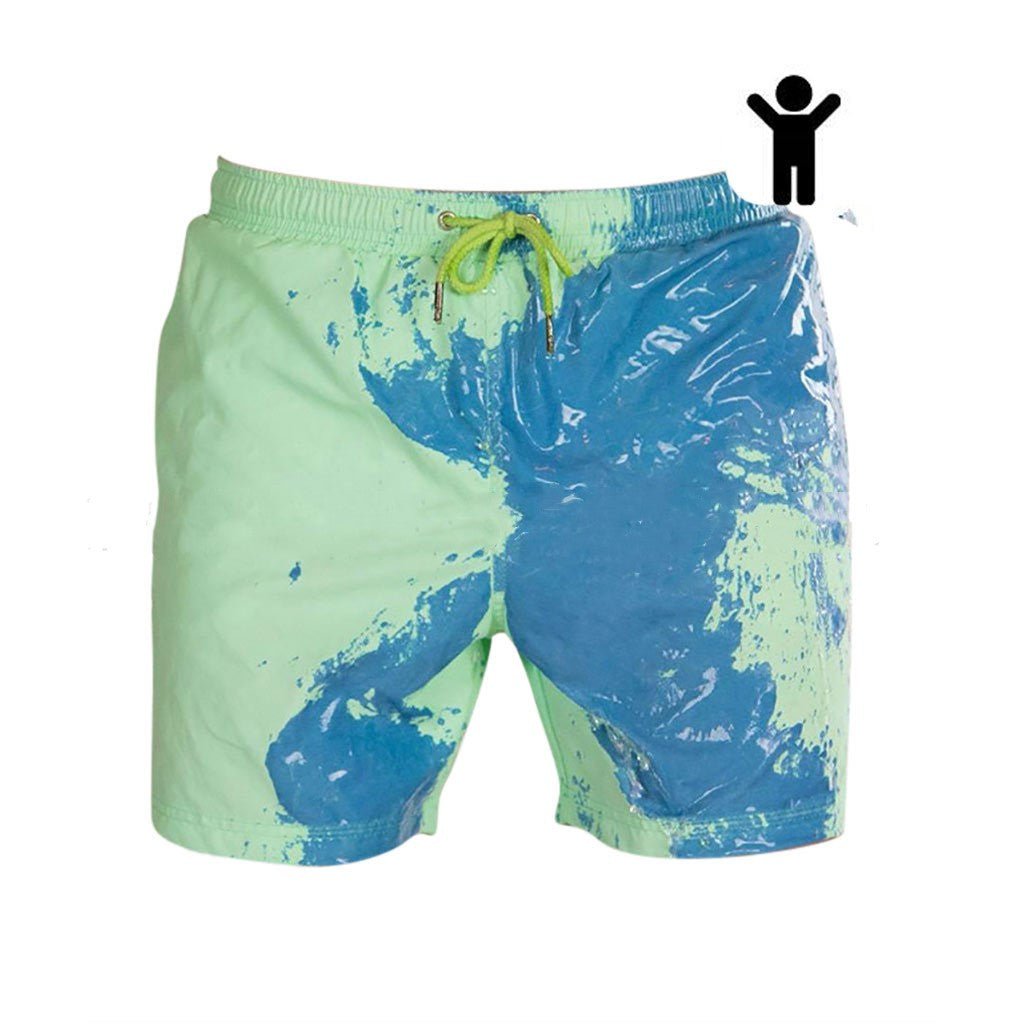 STORAZONE Mens Collections Green child / 3XL Magical Change Color Beach Shorts Summer Men Swimming Trunks Swimwear Swimsuit Quick Dry bathing shorts Beach Pant