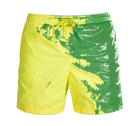 STORAZONE Mens Collections Green yellow / 3XL Magical Change Color Beach Shorts Summer Men Swimming Trunks Swimwear Swimsuit Quick Dry bathing shorts Beach Pant