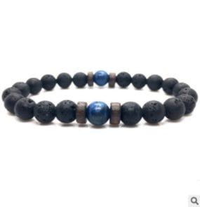 STORAZONE Mens Collections H 2pcs Personality Men's Black Volcanic Stone Bracelet