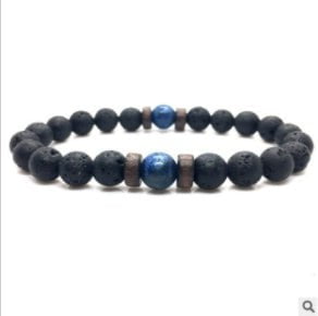 STORAZONE Mens Collections I 3pcs Personality Men's Black Volcanic Stone Bracelet