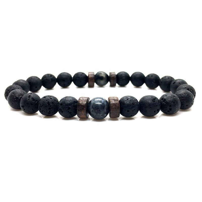 STORAZONE Mens Collections Personality Men's Black Volcanic Stone Bracelet