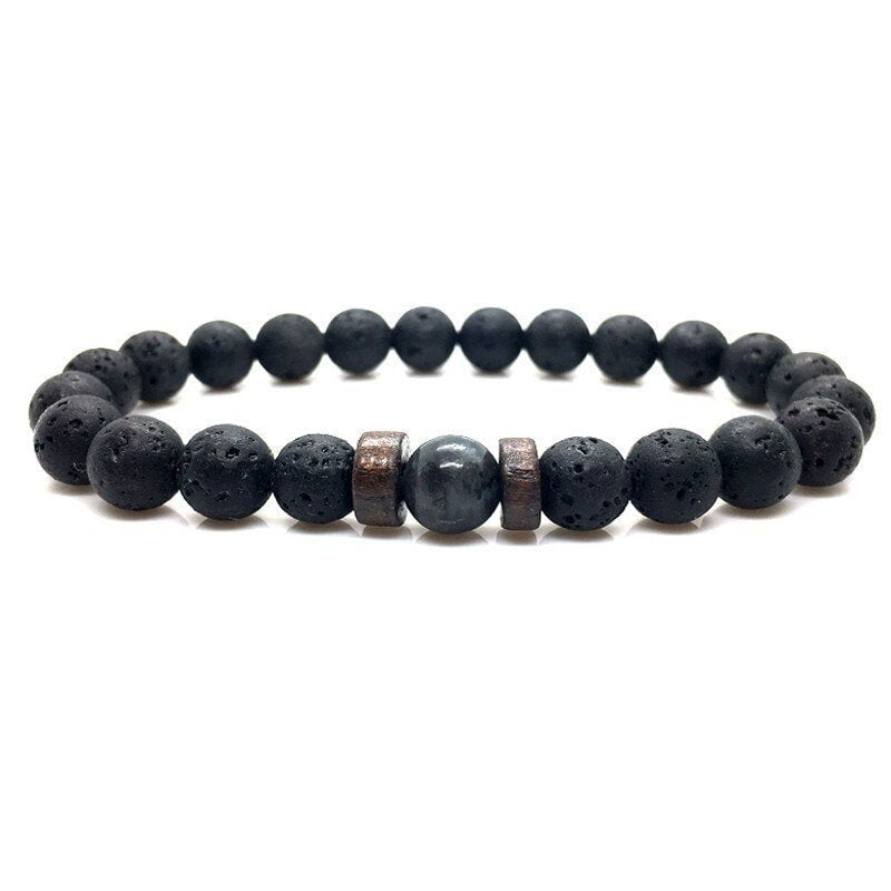 STORAZONE Mens Collections Personality Men's Black Volcanic Stone Bracelet