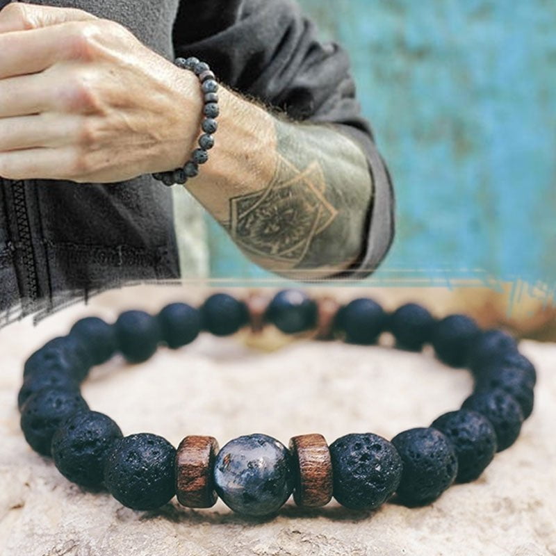 STORAZONE Mens Collections Personality Men's Black Volcanic Stone Bracelet